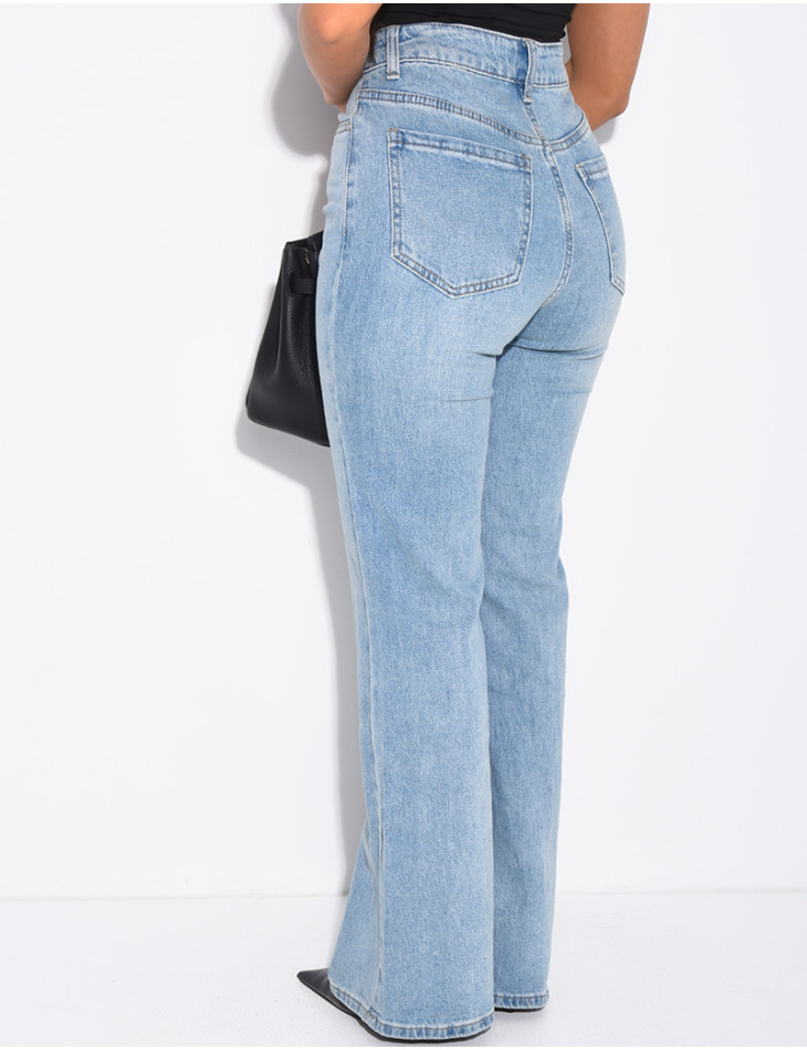 Verwaschene Stretch-Jeans mit Bootcut