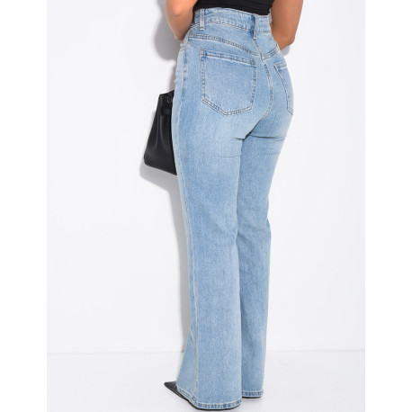Verwaschene Stretch-Jeans mit Bootcut