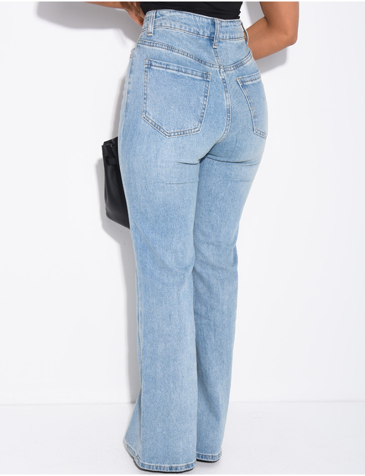 Verwaschene Stretch-Jeans mit Bootcut