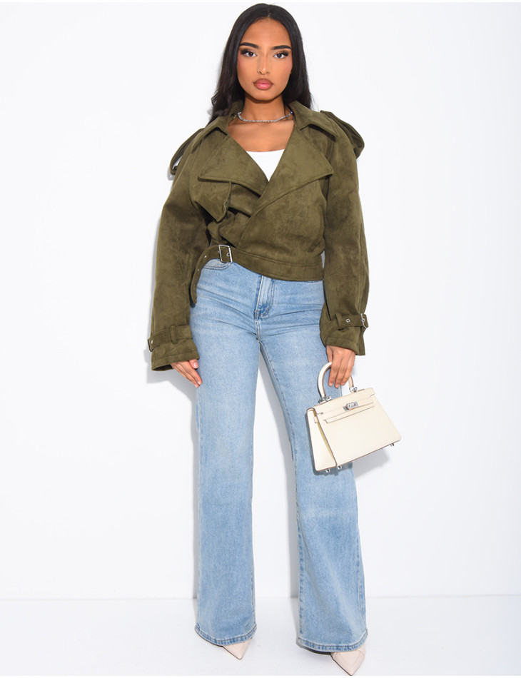 Perfecto court en suédine à attacher