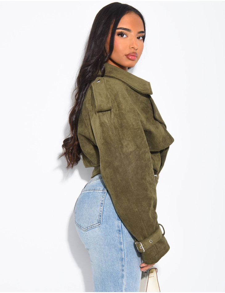 Perfecto court en suédine à attacher