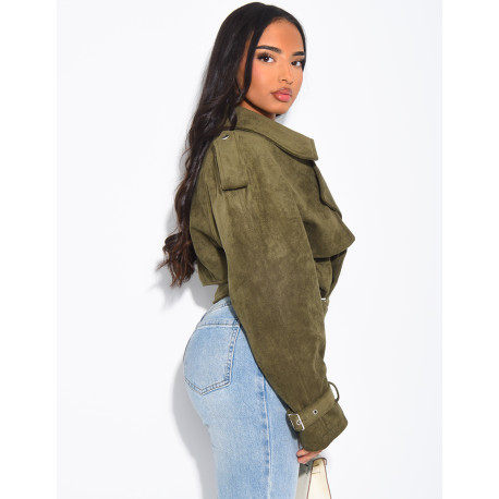 Perfecto court en suédine à attacher