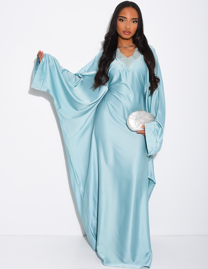Abaya premium en satin à...
