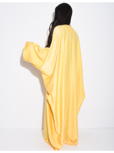 Abaya premium en satin à perles brodées à la main