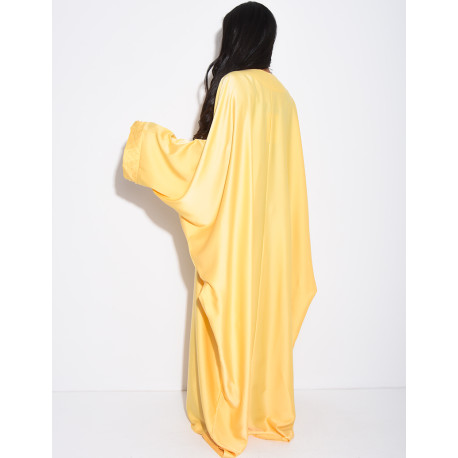 Abaya premium en satin à perles brodées à la main