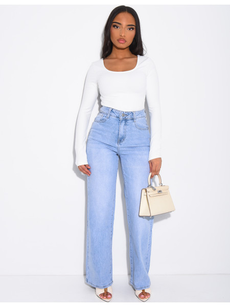 Light blue straight-leg jeans
