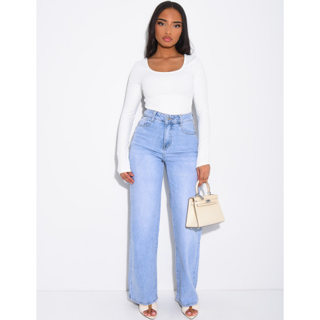 Light blue straight-leg jeans