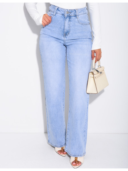 Light blue straight-leg jeans