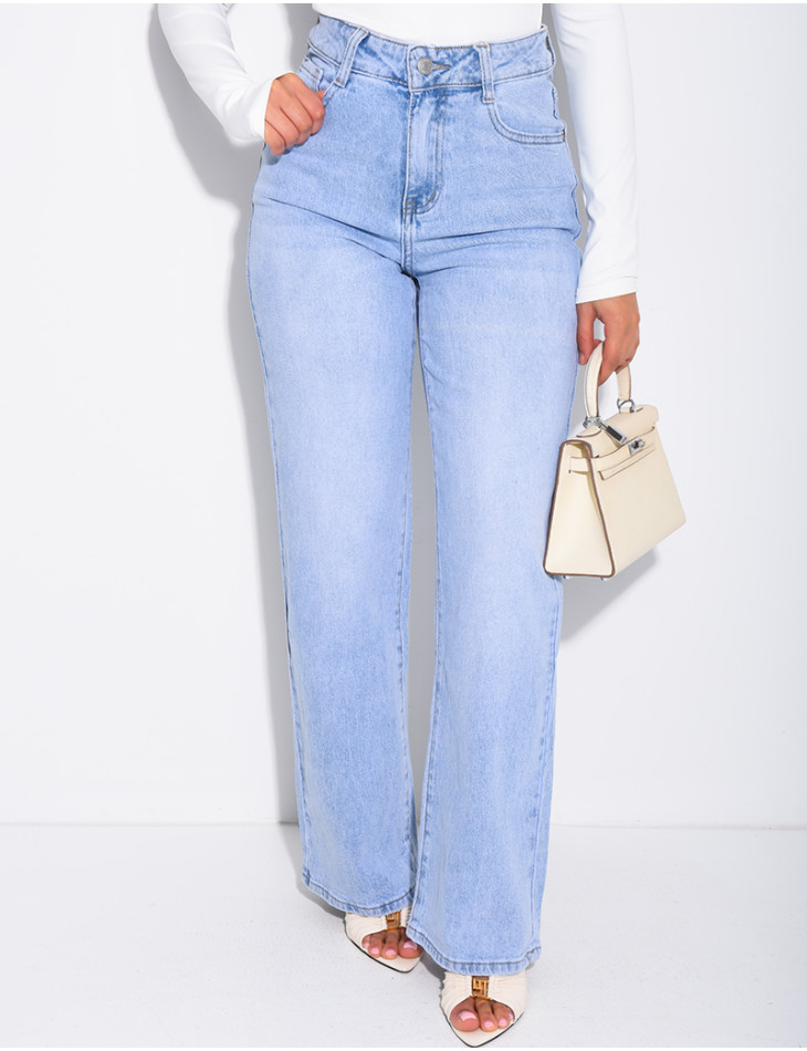 Light blue straight-leg jeans