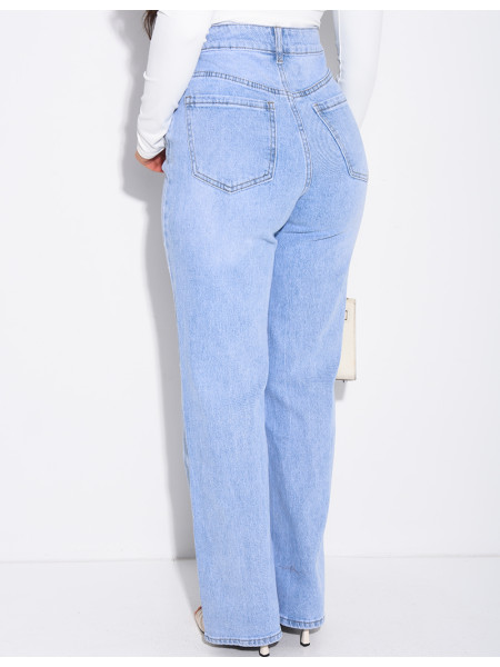 Light blue straight-leg jeans