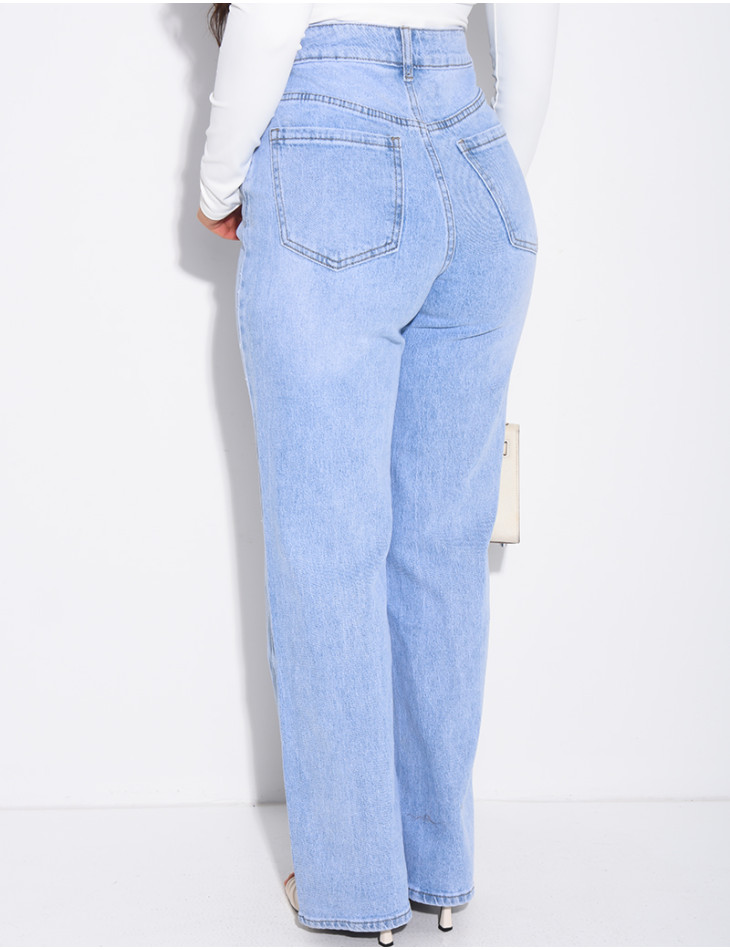 Light blue straight-leg jeans