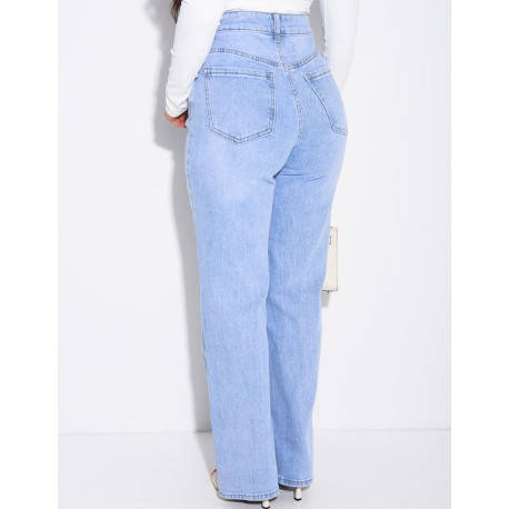 Light blue straight-leg jeans