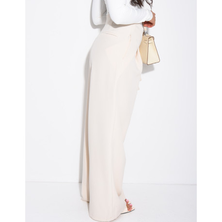 Straight-cut tailored pants with tie waist