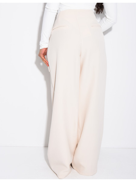 Straight-cut tailored pants with tie waist