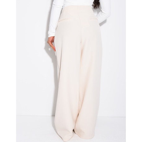 Straight-cut tailored pants with tie waist