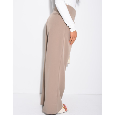 Straight-cut tailored pants with tie waist