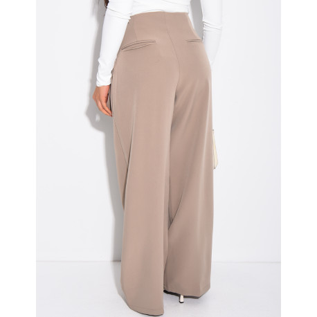 Straight-cut tailored pants with tie waist