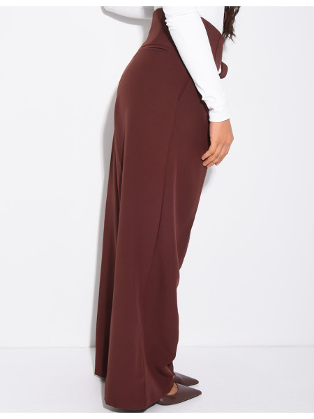 Straight-cut tailored pants with tie waist