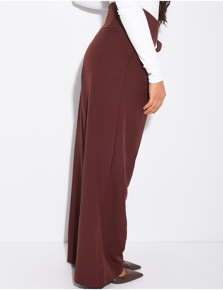 Straight-cut tailored pants with tie waist