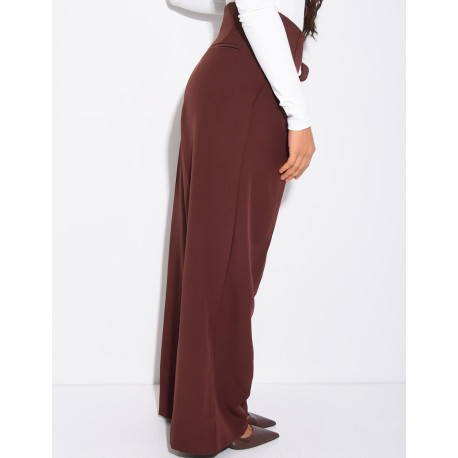 Straight-cut tailored pants with tie waist