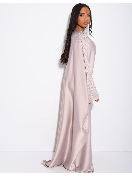 Butterfly abaya adorned with rhinestones to tie on the inside