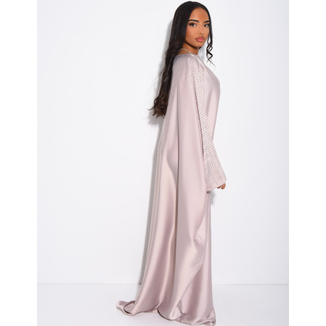 Butterfly abaya adorned with rhinestones to tie on the inside