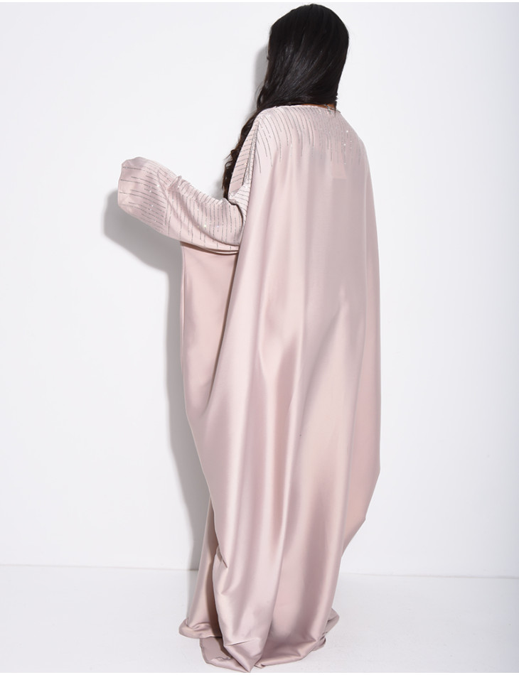 Butterfly abaya adorned with rhinestones to tie on the inside