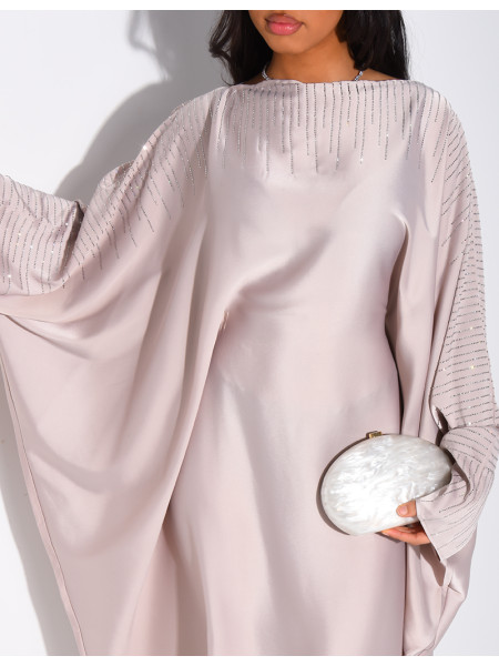 Butterfly abaya adorned with rhinestones to tie on the inside