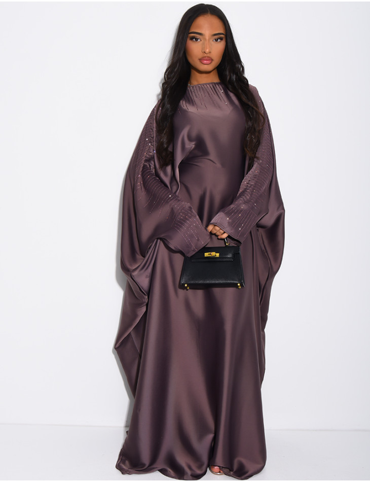 Abaya papillon ornée de strass à nouer à l'intérieur