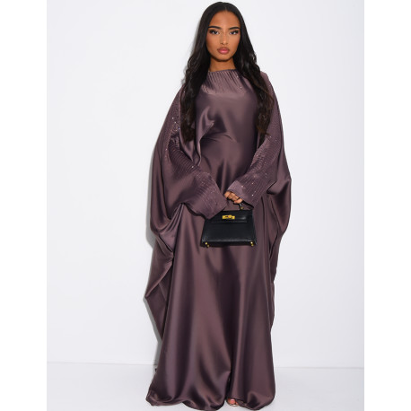 Abaya papillon ornée de strass à nouer à l'intérieur