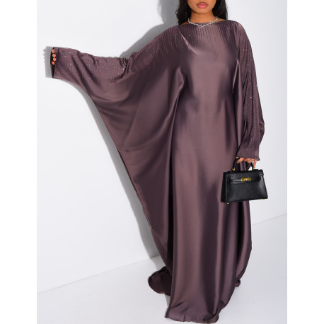 Abaya papillon ornée de strass à nouer à l'intérieur