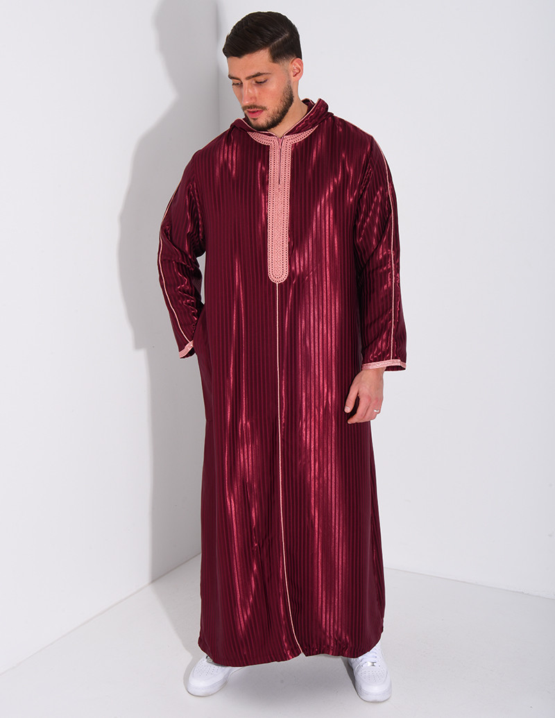 Qamis rayé à capuche