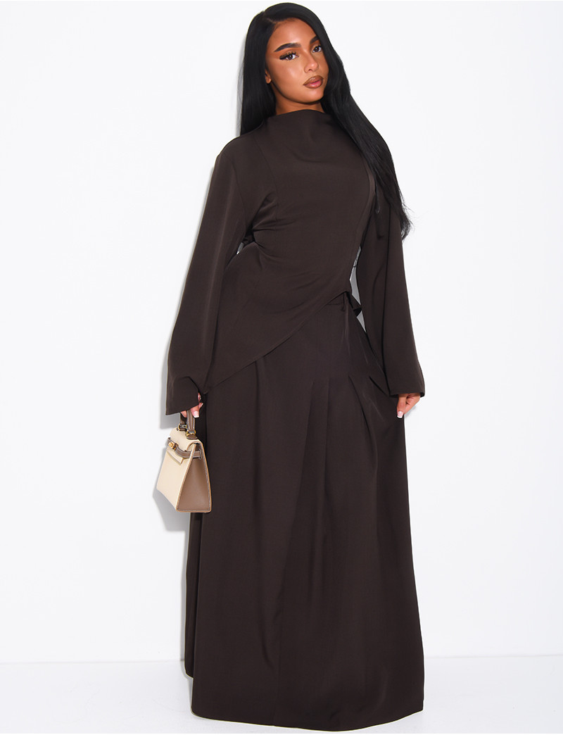 Ensemble robe jupe et foulard femme, 3 pièces élégant et confortable