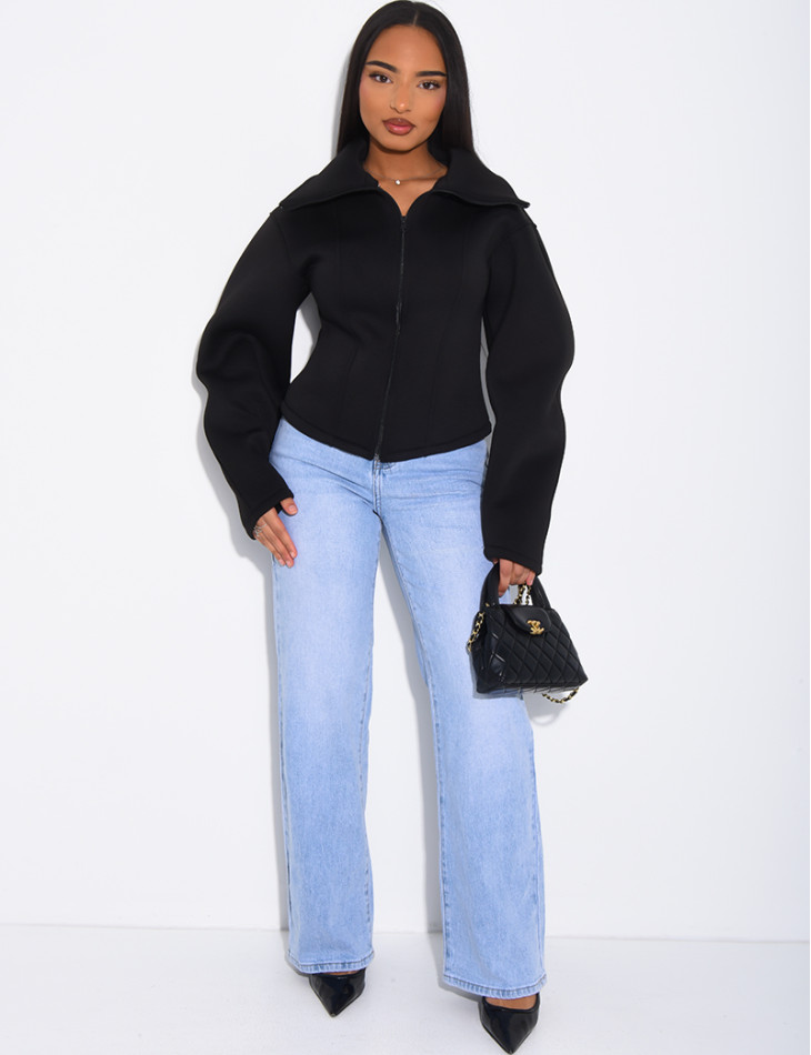 Veste courte en néoprène cintrée