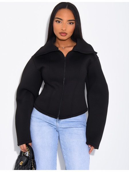 Veste courte en néoprène cintrée