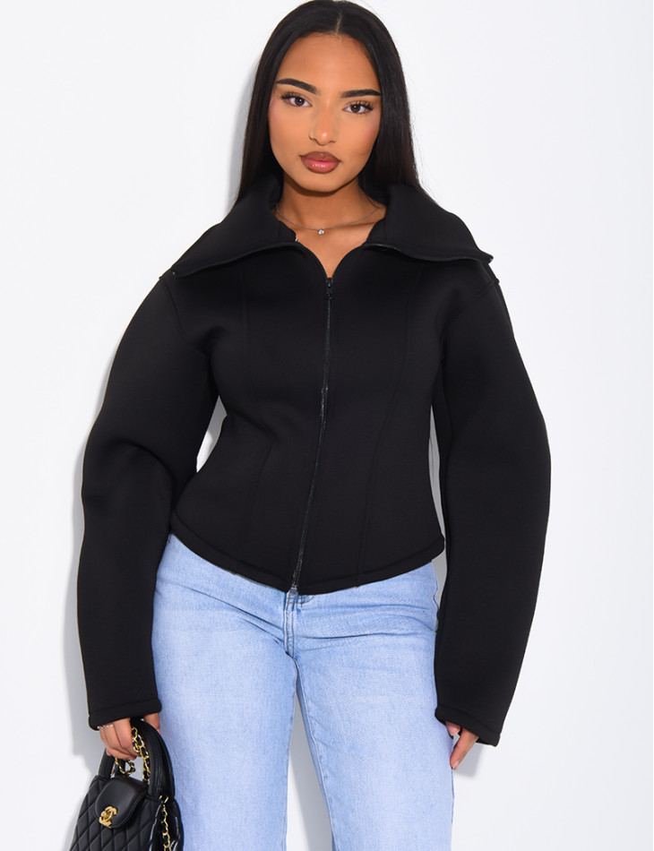 Veste courte en néoprène cintrée