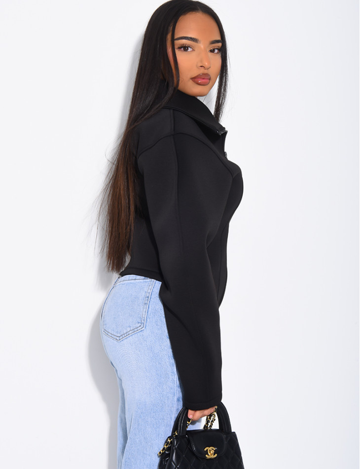 Veste courte en néoprène cintrée