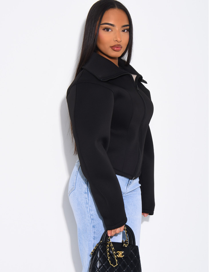 Veste courte en néoprène cintrée