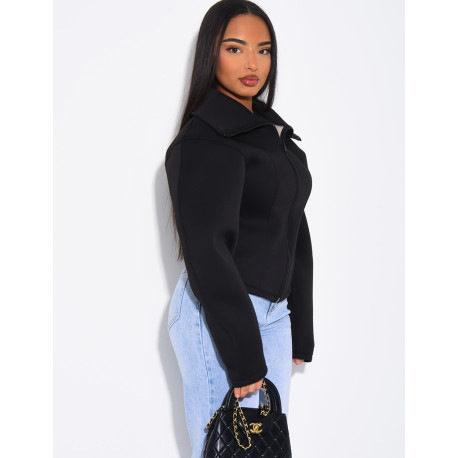 Veste courte en néoprène cintrée