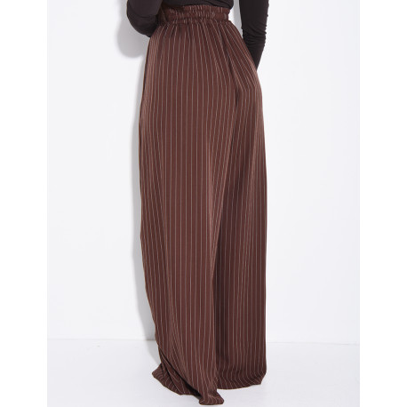 Pantalon de tailleur coupe large effet bouffant à rayures