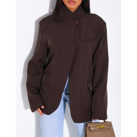 Veste de blazer col montant fendue sur l'avant