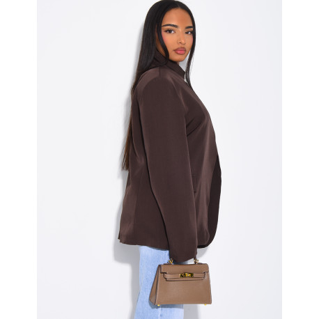 Veste de blazer col montant fendue sur l'avant