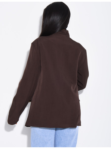 Veste de blazer col montant fendue sur l'avant