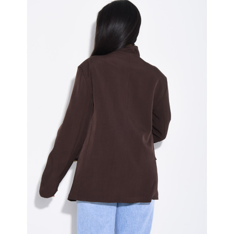 Veste de blazer col montant fendue sur l'avant