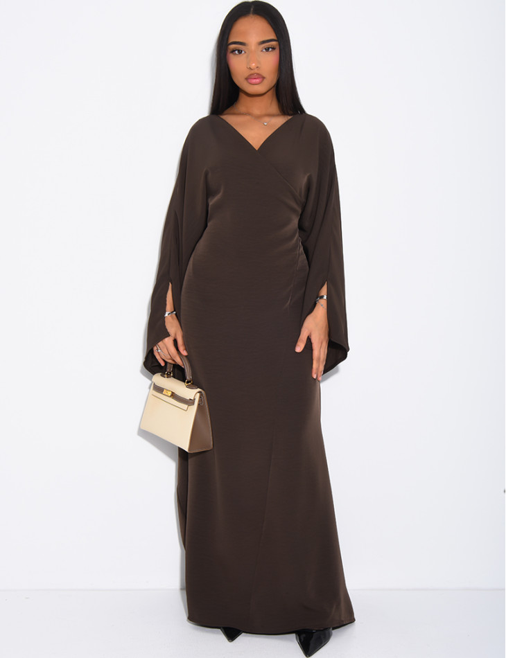 Robe papillon effet cache coeur en satin fluide