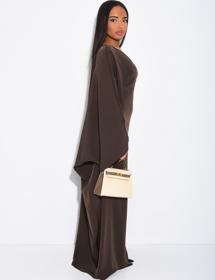 Robe papillon effet cache coeur en satin fluide