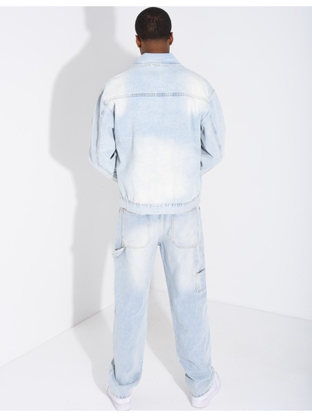 Ensemble en jeans pantalon à empiècements contrastants et veste