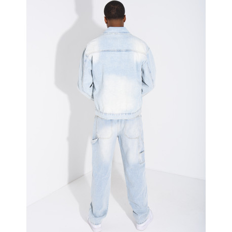 Ensemble en jeans pantalon à empiècements contrastants et veste