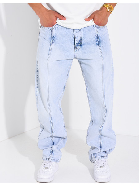 Jeans coupe droite à couture contrastante