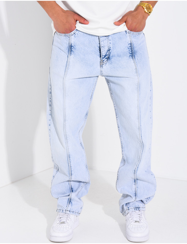 Jeans coupe droite à couture contrastante